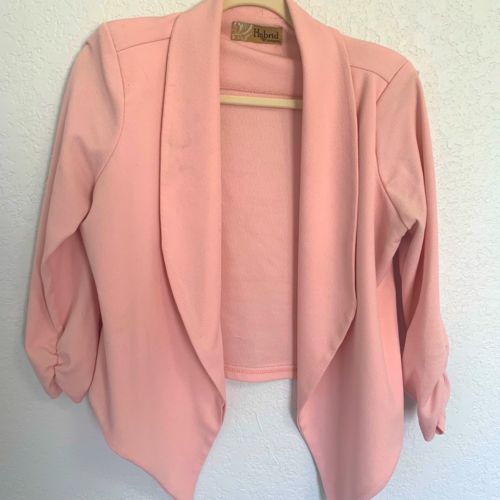 Light pink draped suit jacket